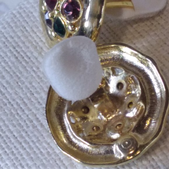 Lovely Vintage Gold toned,Multi Coloured Stone,Clip on Earrings - Picture 8 of 9